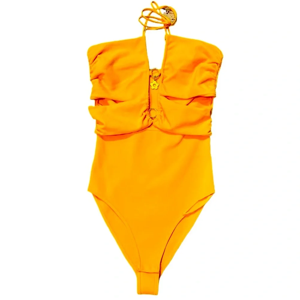 NWT Sandro Assiya Halter Bodysuit w/ Small Seam Rip & Mark on Back - Picture 4 of 4